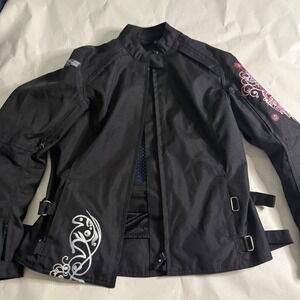Speed and Strength Motorcycle Armored Jacket Women Small Black‎ Cross Rhinestone